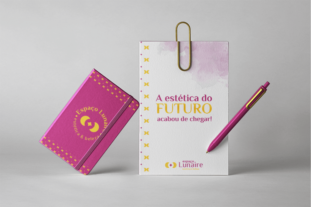 Exemplo de peças com a aplicação da marca do Espaço Lunaire